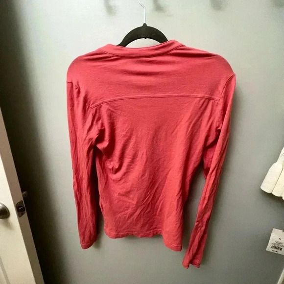 Tory Burch ruffle button long sleeve top Romilly pink coral salmon medium - Picture 7 of 13
